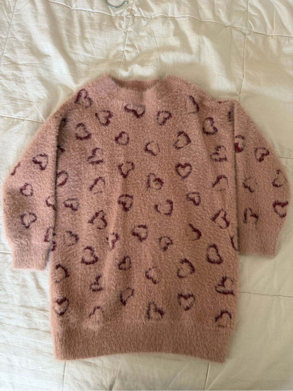 Mayoral Girls, Fuzzy Heart Print Sweater - Dusty Rose, size 6T